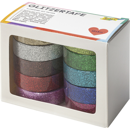 folia Deko-Klebeband "Glitzer Tape", 10-farbig sortiert