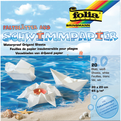 folia Faltbltter aus Schwimmpapier, 200 x 200 mm, wei