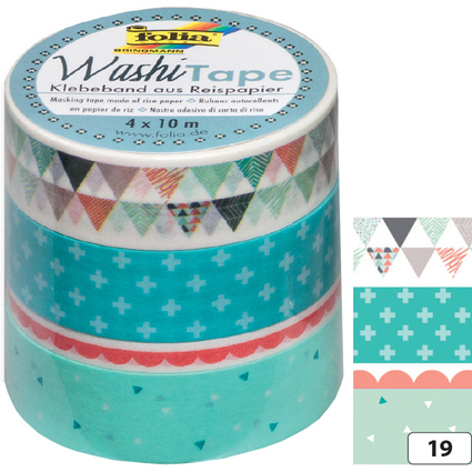 folia Deko-Klebeband Washi-Tape PASTELL, 4er Set