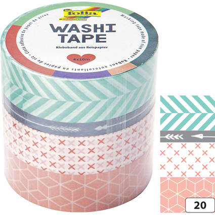 folia Deko-Klebeband Washi-Tape GEOMETRISCH, 4er Set