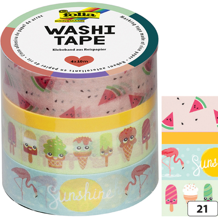 folia Deko-Klebeband Washi-Tape TROPICAL, 4er Set