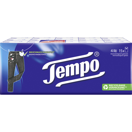 Tempo Taschentcher Klassik, 4-lagig, wei, 15er Pack