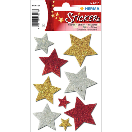 HERMA Weihnachts-Sticker MAGIC "Sterne bunt", glittery