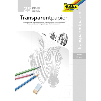 folia Transparentpapier-Block, DIN A3, 80 g/qm, 25 Blatt