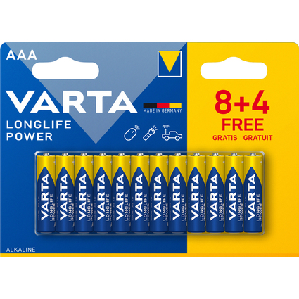 VARTA Alkaline Batterie Longlife Power, Micro AAA, Sparpack