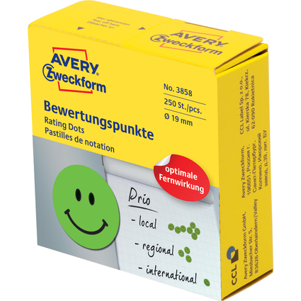 AVERY Zweckform Markierungspunkte, Gesicht positiv, grn