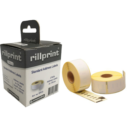 rillprint Rollenetiketten, 89 x 28 mm, wei