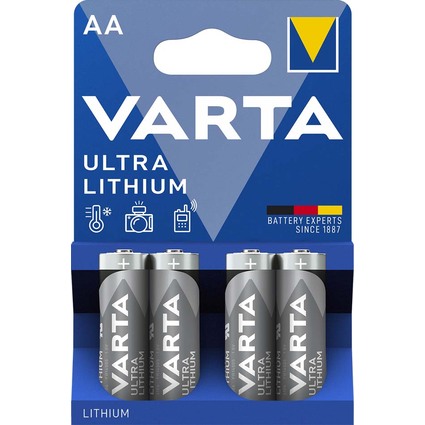 VARTA Lithium Batterie Ultra Lithium, Mignon (AA), 4er Pack