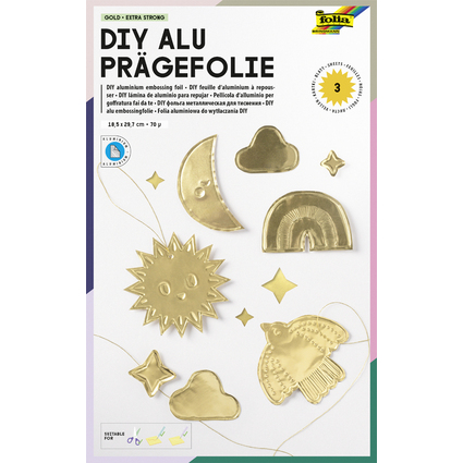 folia Prgefolienmappe, 185 x 290 mm, 3 Blatt, gold