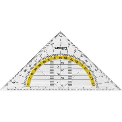 WESTCOTT Geometriedreieck, Hypotenuse: 140 mm, transparent