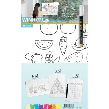 Securit Fensterschablonen-Set WINDOODLE, Lebensmittel-Motiv