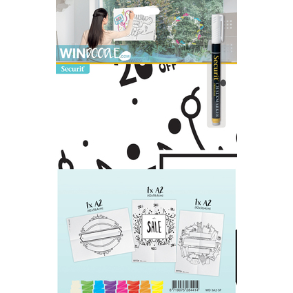 Securit Fensterschablonen-Set WINDOODLE, Motiv: Shop