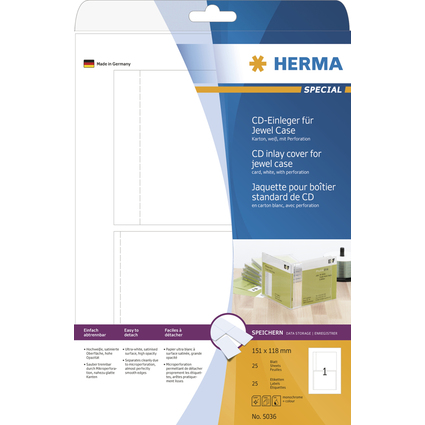 HERMA CD-Einleger fr Jewelcase, 151 x 118 mm, wei