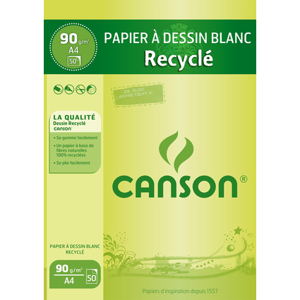 CANSON Malblock Recycling, DIN A4, 90 g/qm, 50 Blatt