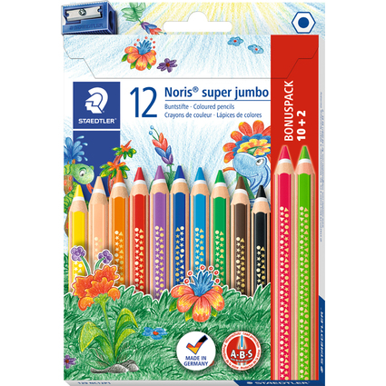 STAEDTLER Dreikant-Buntstift Noris super jumbo, 10+2