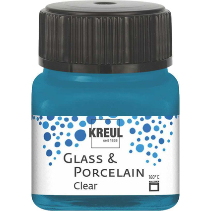 KREUL Glas- und Porzellanfarbe Clear, cyanblau, 20 ml