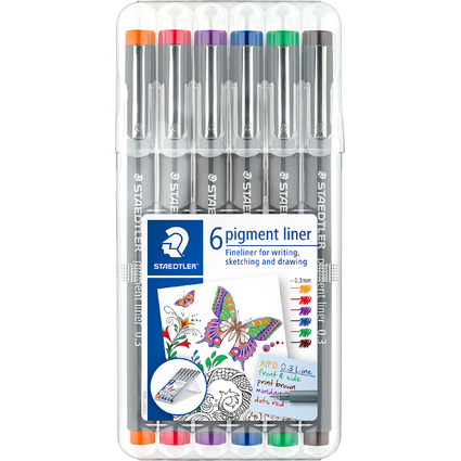 STAEDTLER Pigmentliner, Strichstrke: 0,3 mm, 6er Etui