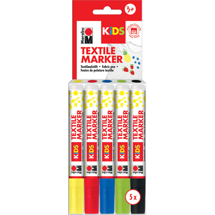 Marabu KiDS Textilmarker, 5 x 3 ml, 5er Blister