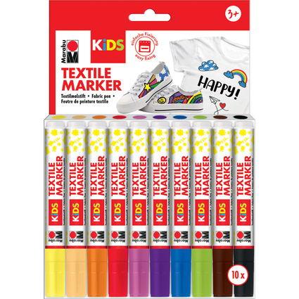 Marabu KiDS Textilmarker, 10 x 3 ml, 10er Blister