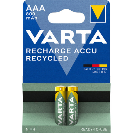 VARTA NiMH Akku "RECHARGE ACCU Recycled", Micro AAA, 800 mAh