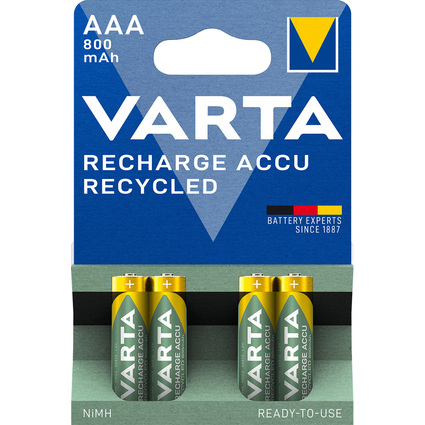 VARTA NiMH Akku "RECHARGE ACCU Recycled", Micro AAA, 800 mAh