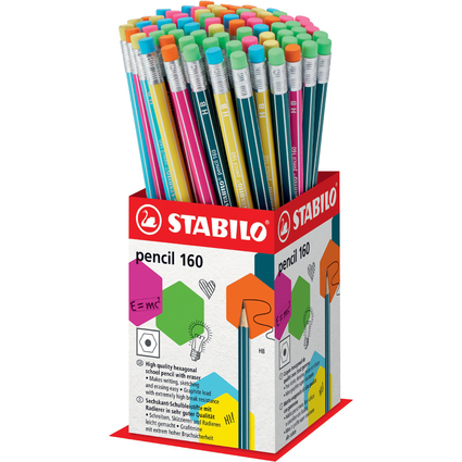 STABILO Bleistift Pencil 160 mit Radierer, 72er Display