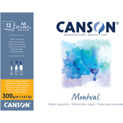 CANSON Aquarellblock "Montval", 210 x 297 mm, 300 g/qm