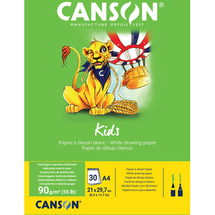 CANSON Zeichenblock Kids, DIN A4, 90 g/qm, 30 Blatt