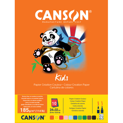 CANSON Tonpapierblock Kids, 240 x 320 mm, 185 g/qm, 10 Blatt