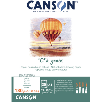 CANSON Zeichenpapierblock "C"  grain, DIN A4, 180 g/qm