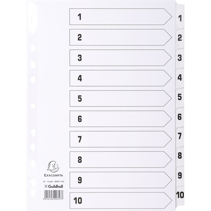 EXACOMPTA Karton-Register 1-10, DIN A4, wei, 10-teilig