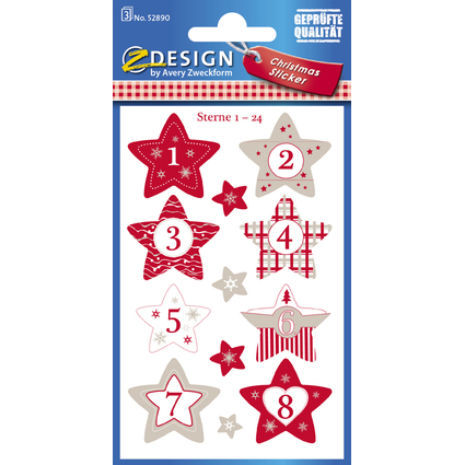 Avery Zweckform ZDesign Adventskalender-Sticker Sterne