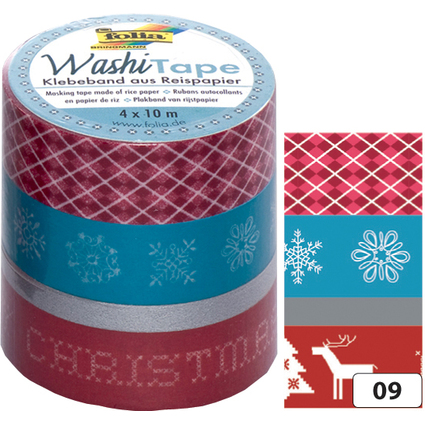 folia Deko-Klebeband Washi-Tape WEIHNACHTEN RETRO, 4er Set