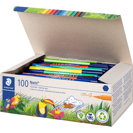 STAEDTLER Fasermaler Noris, 100er Schulbox