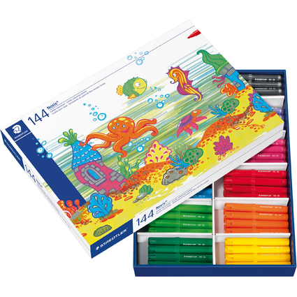 STAEDTLER Fasermaler Noris jumbo, 144er Schulbox