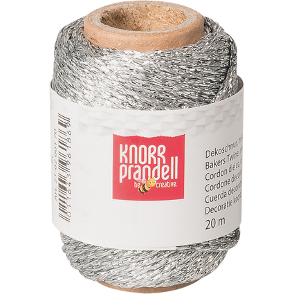 KNORR prandell Dekoschnur Metallic silber, 20 m