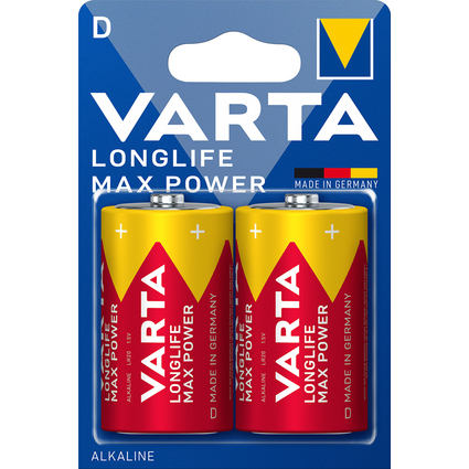 VARTA Alkaline Batterie Longlife Max Power, Mono (D)