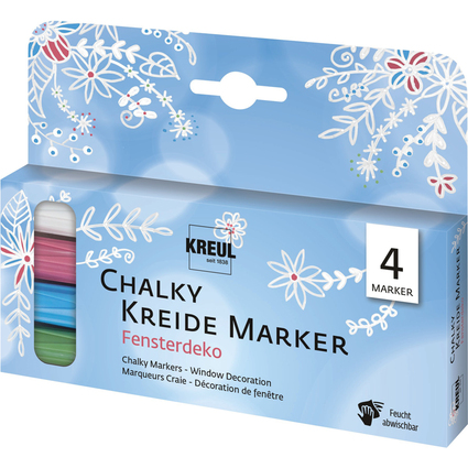 KREUL Kreidemarker Chalky, Medium, 4er-Set Fensterdeko