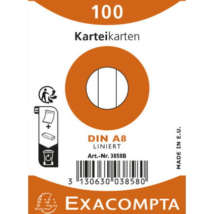 EXACOMPTA Karteikarten, DIN A8, liniert, farbig sortiert