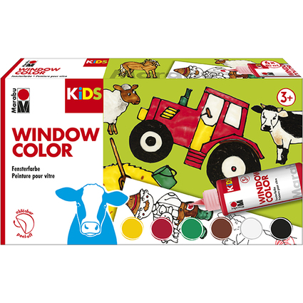 Marabu KiDS Window Color-Set "BAUERNHOF", 6 x 80 ml