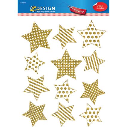 AVERY Zweckform ZDesign Weihnachts-Fensterbild Sterne gold