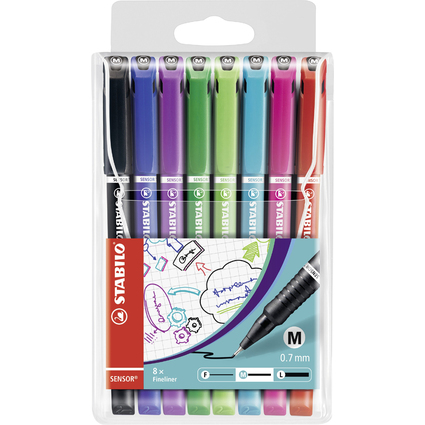 STABILO Fineliner SENSOR medium, 8er Kunststoff-Etui