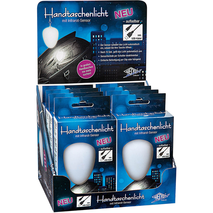 WEDO Aufladbares LED-Handtaschenlicht, 8er Display