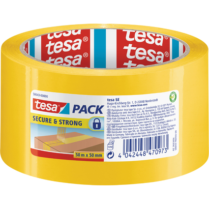 tesapack Verpackungsklebeband 58643 Secure & Strong, gelb