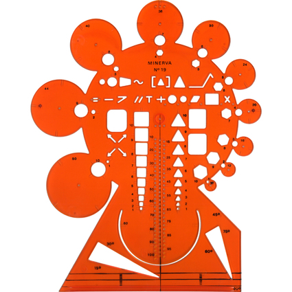 MINERVA Abrundungsschablone No 19, mit Radien 1 - 44 mm