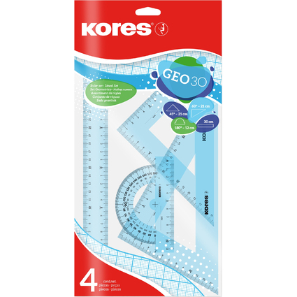 Kores Geometrie-Set GEO30, 4-teilig, farbig sortiert