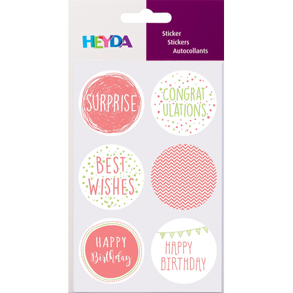 HEYDA Geschenke-Sticker "Birthday", Durchmesser: 40 mm