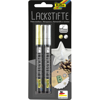 folia Lackmarker, Strichstrke: 2-3 mm, silber & gold