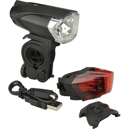 FISCHER Fahrrad-LED/USB-Beleuchtungs-Set 35 Lux