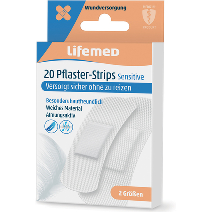 Lifemed Pflaster-Strips "Sensitive", wei, 20er